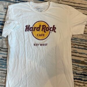 white unisex vintage hard rock cafe key west graphic t shirt size large